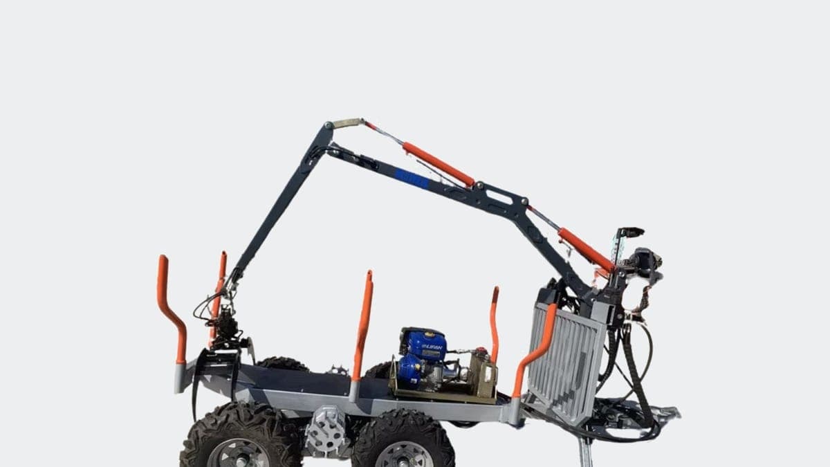 Remorque forestière : grue, treuil et homologation route